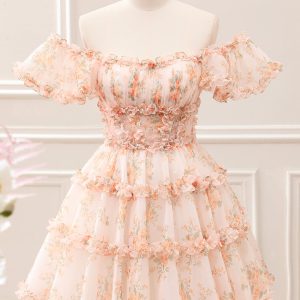 Yellow A-Line Ruffled Floral Print Mini Dress