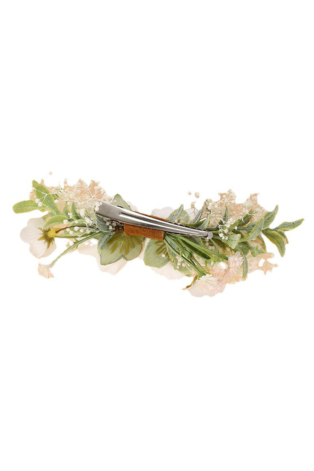 White Wrist Corsage Floral Handmade Bracelet Greenery Hair Comb Floral Bridal Headpiece - Image 4