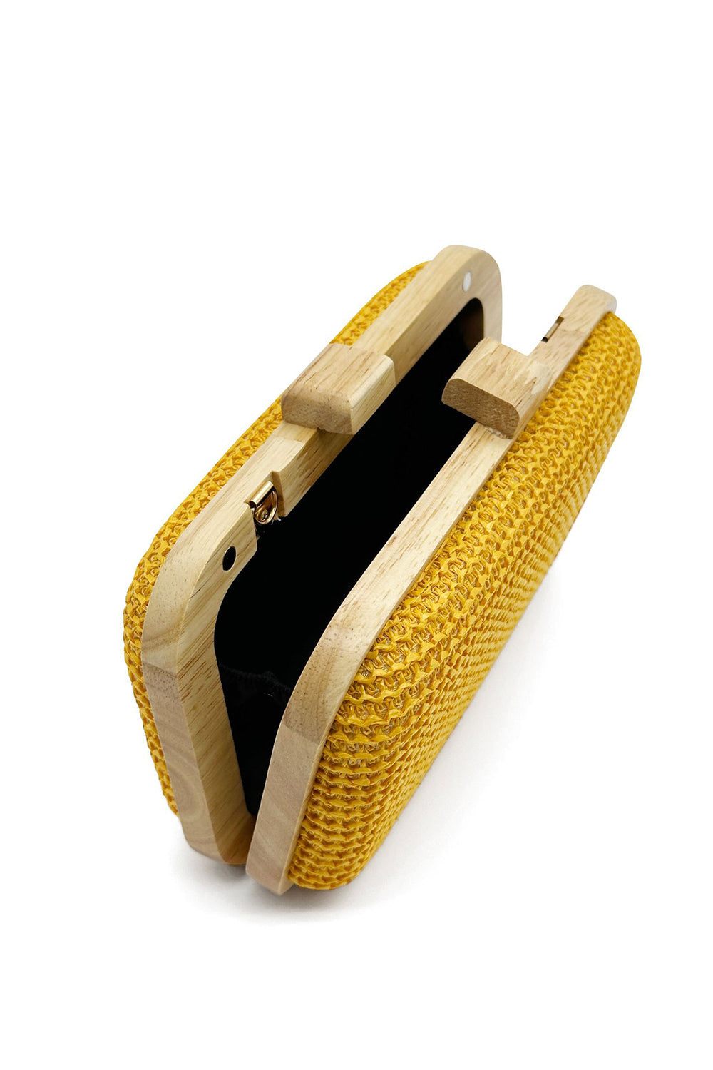 Yellow Handmade Wooden Clutch Bag - Image 4