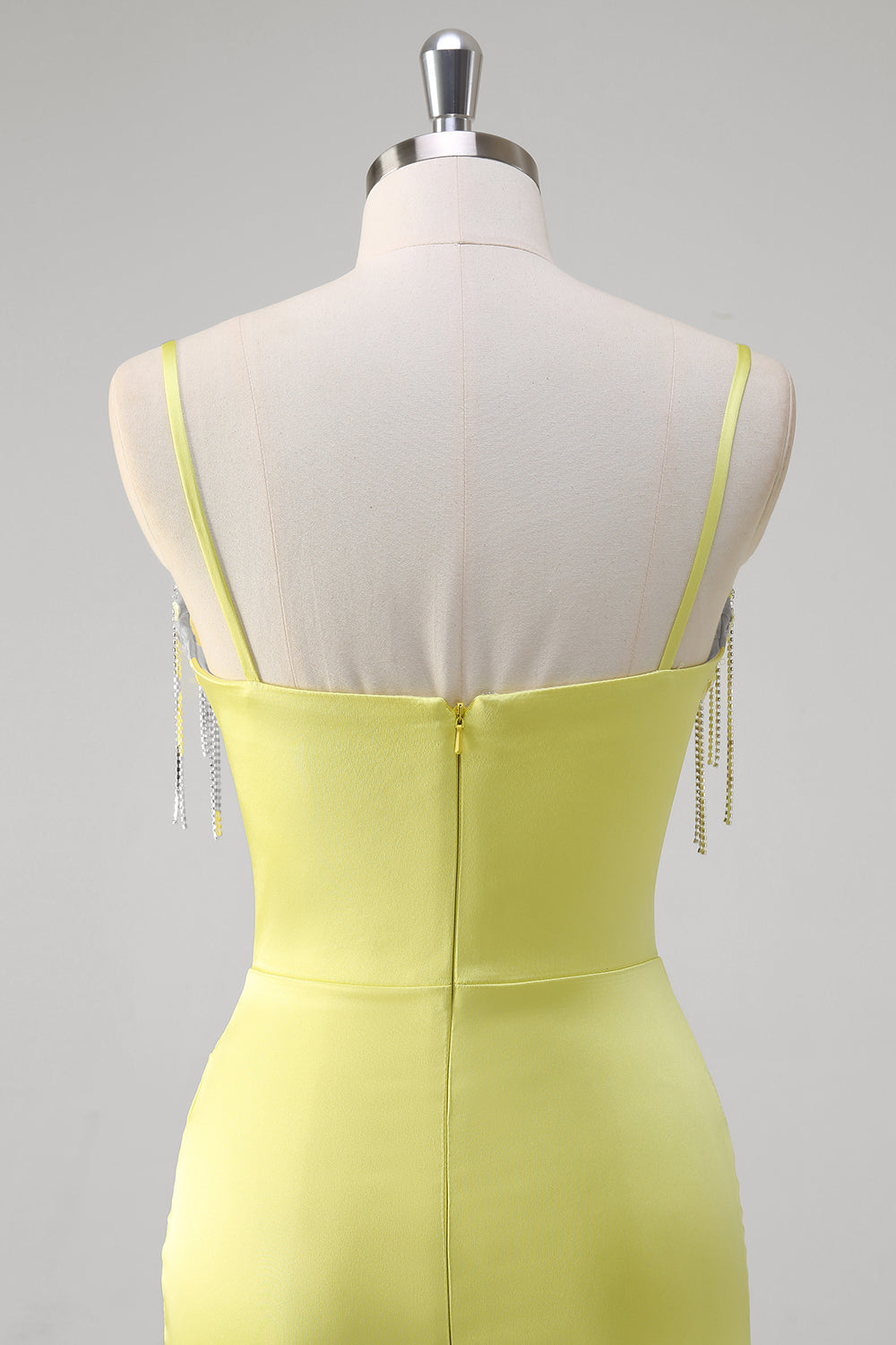 Yellow Ruched Mermaid Corset Prom Dress with Slit - Image 5