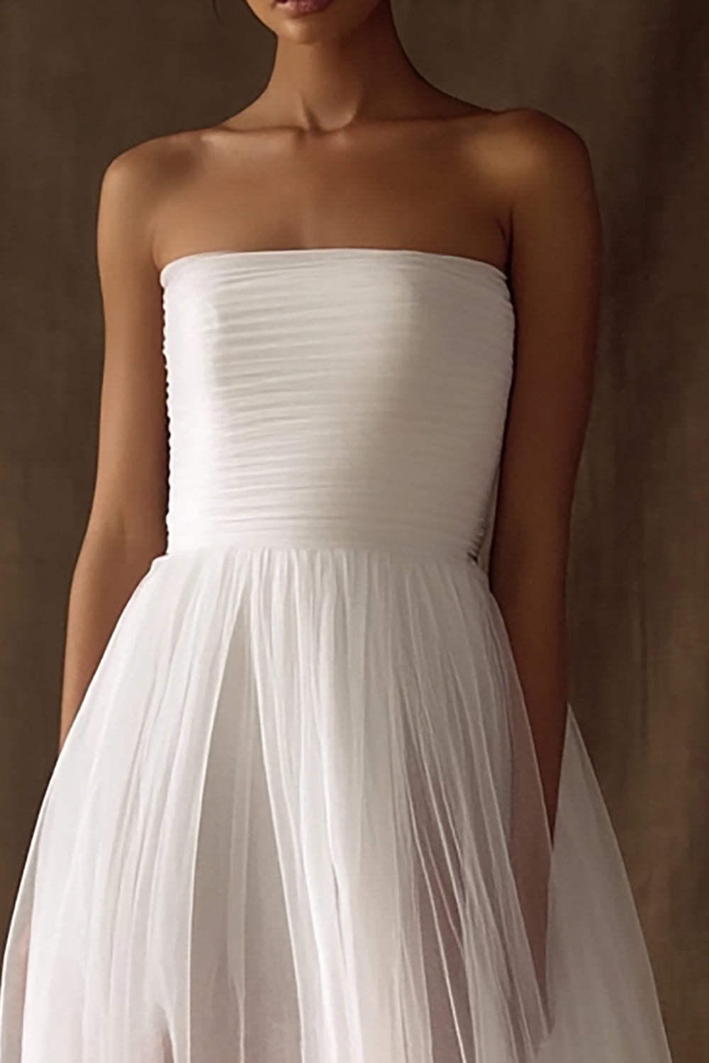 White Tulle Strapless Wedding Dress - Image 2