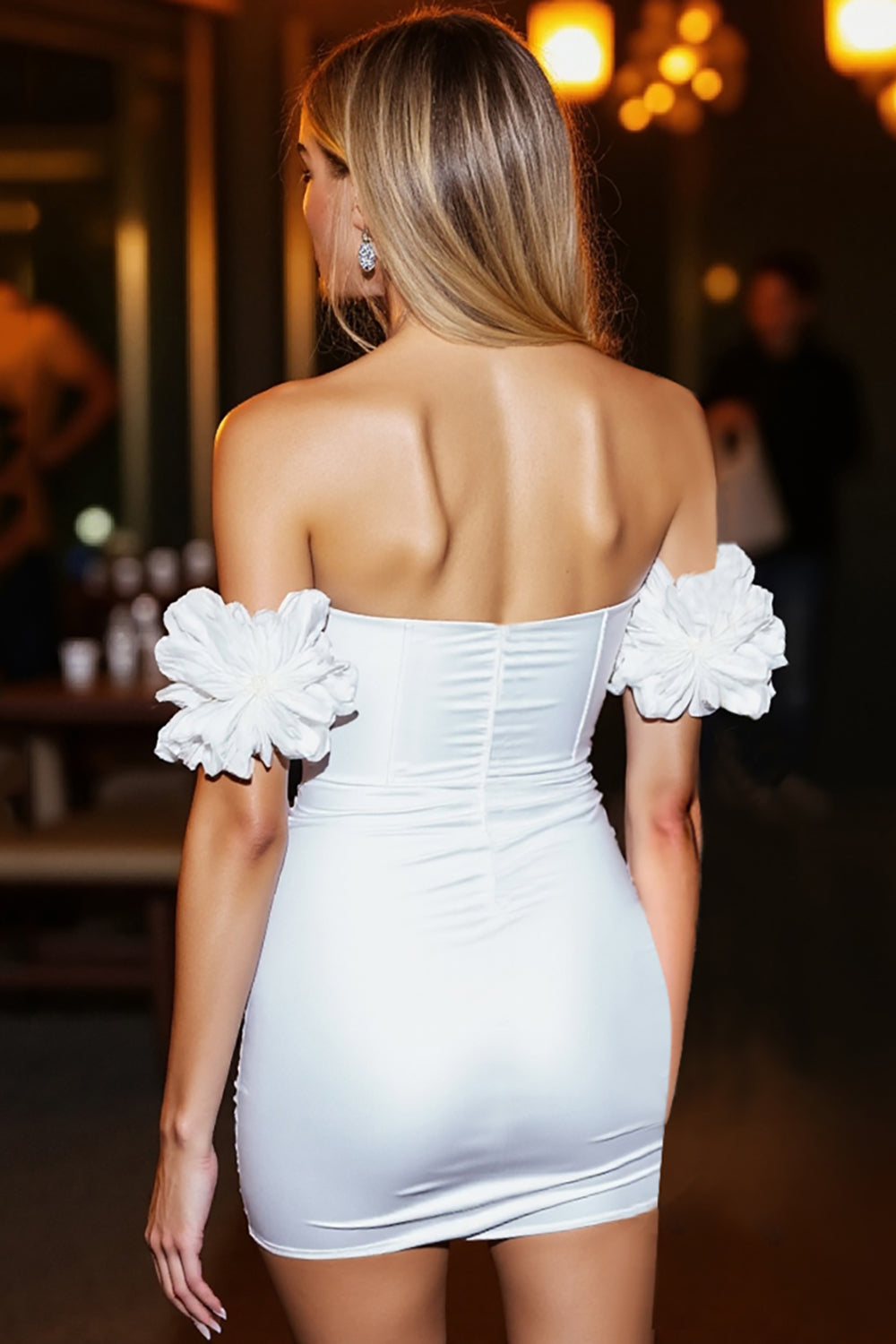 White Strapless Bodycon Homecoming Dress - Image 2