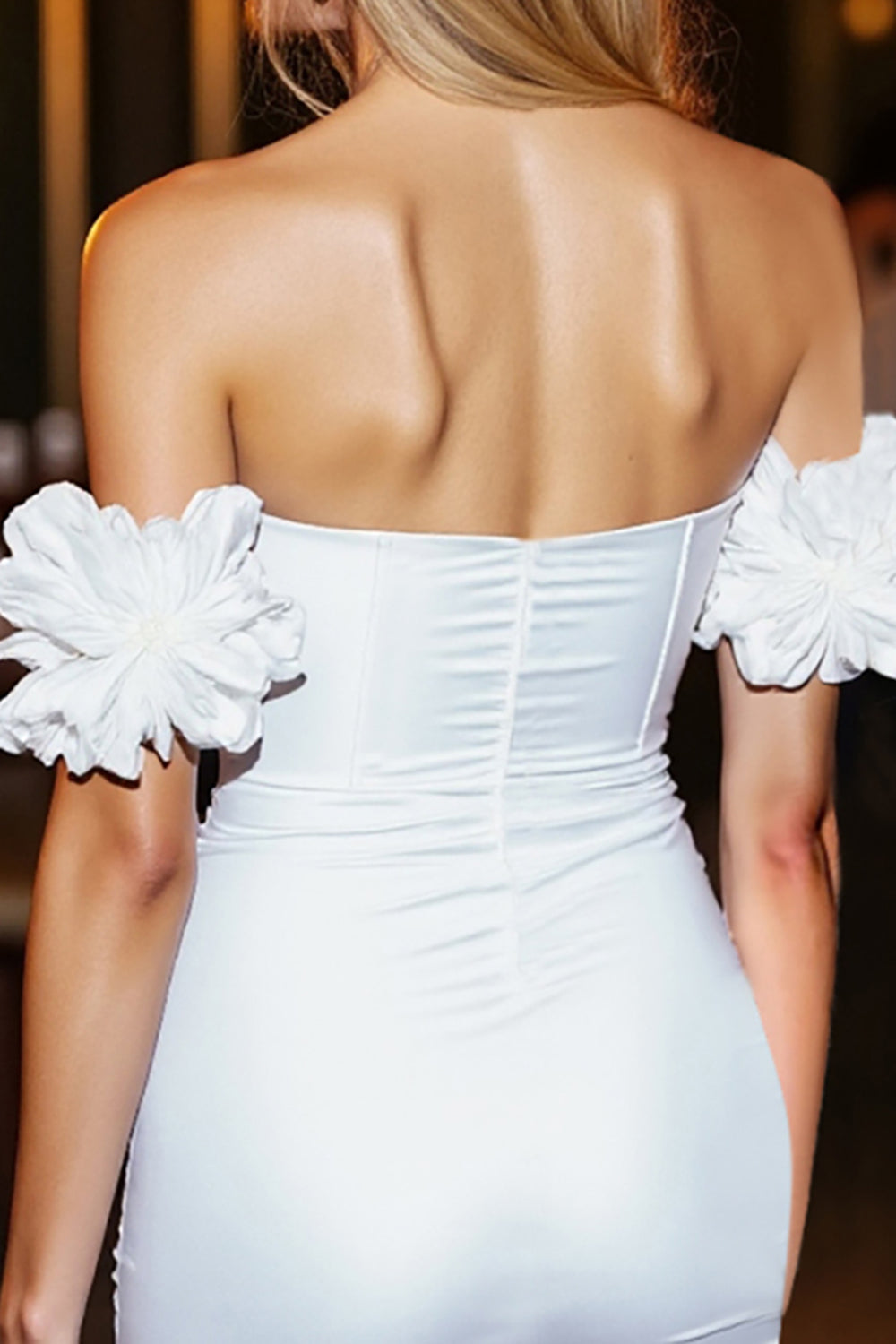 White Strapless Bodycon Homecoming Dress - Image 4
