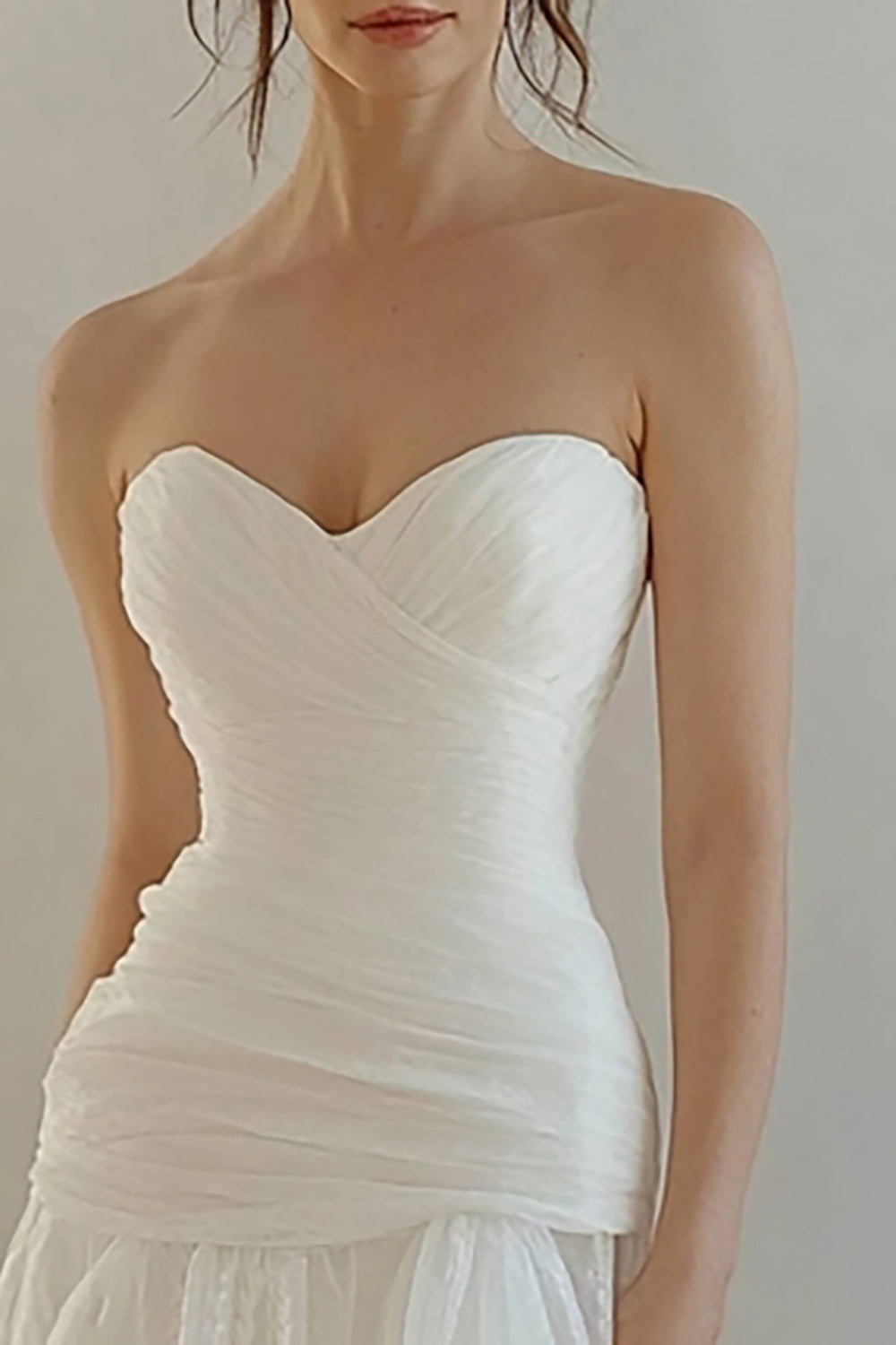 White Sweetheart Ruched Graduation Dress - Image 2