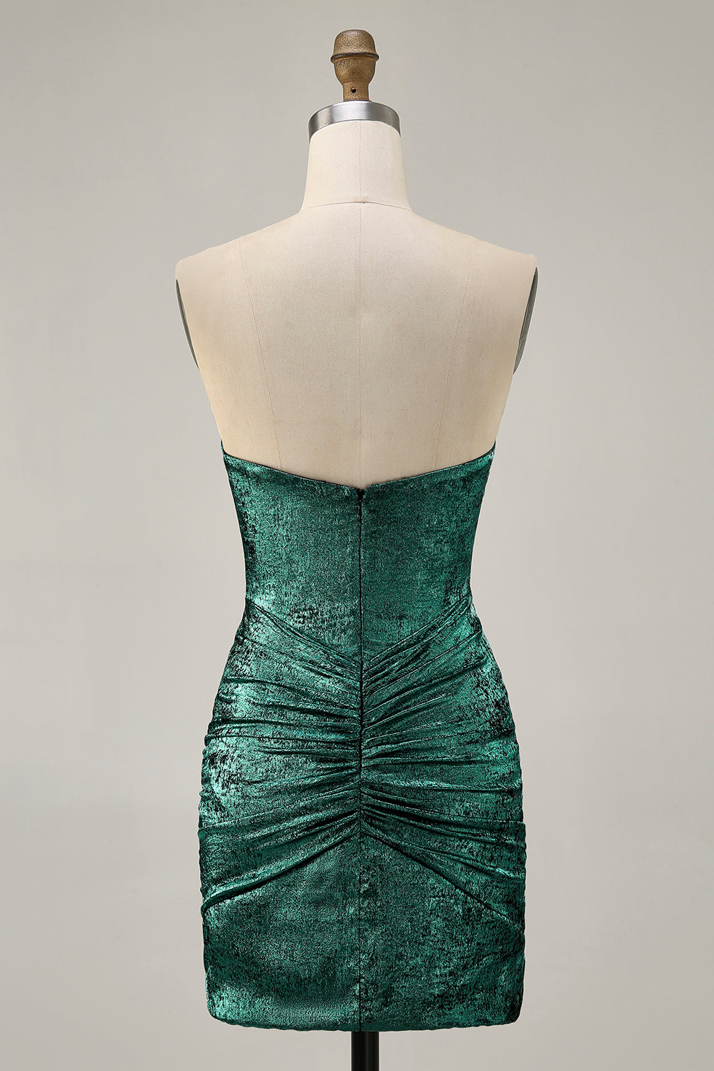 Wine Strapless Ruched Bodycon Homecoming Dress with Rhinestones - Image 8