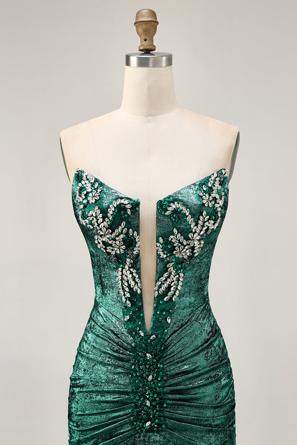 Wine Strapless Ruched Bodycon Homecoming Dress with Rhinestones - Image 10