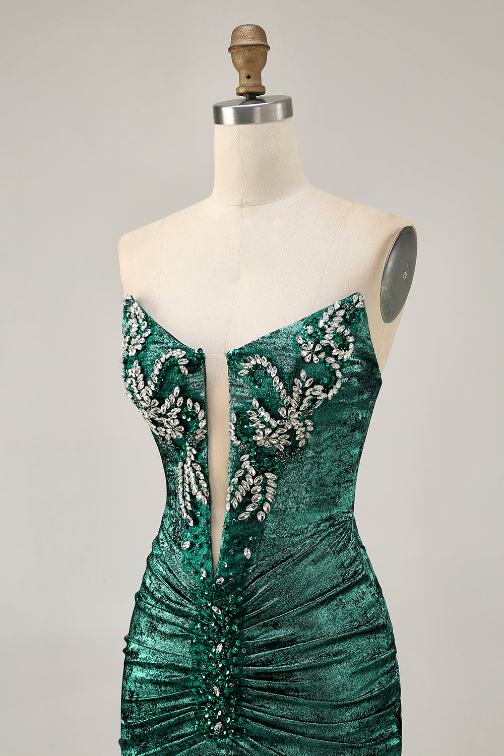 Wine Strapless Ruched Bodycon Homecoming Dress with Rhinestones - Image 12