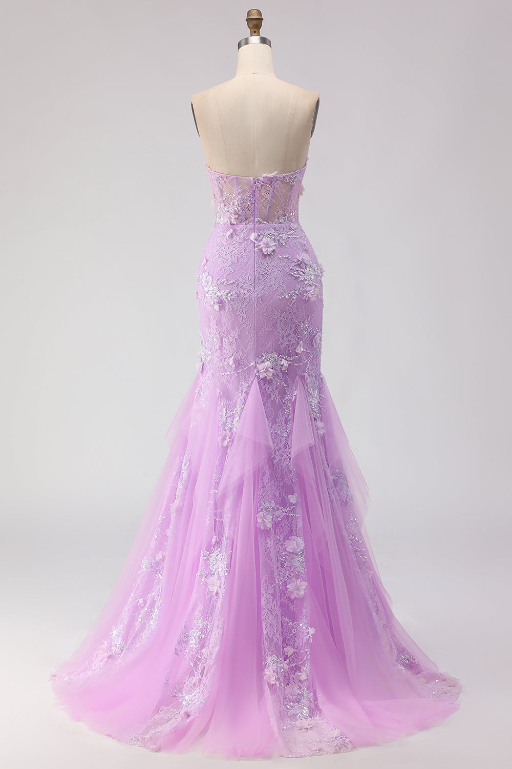 Yellow Strapless Corset Mermaid Prom Dress with 3D Flowers - Image 16