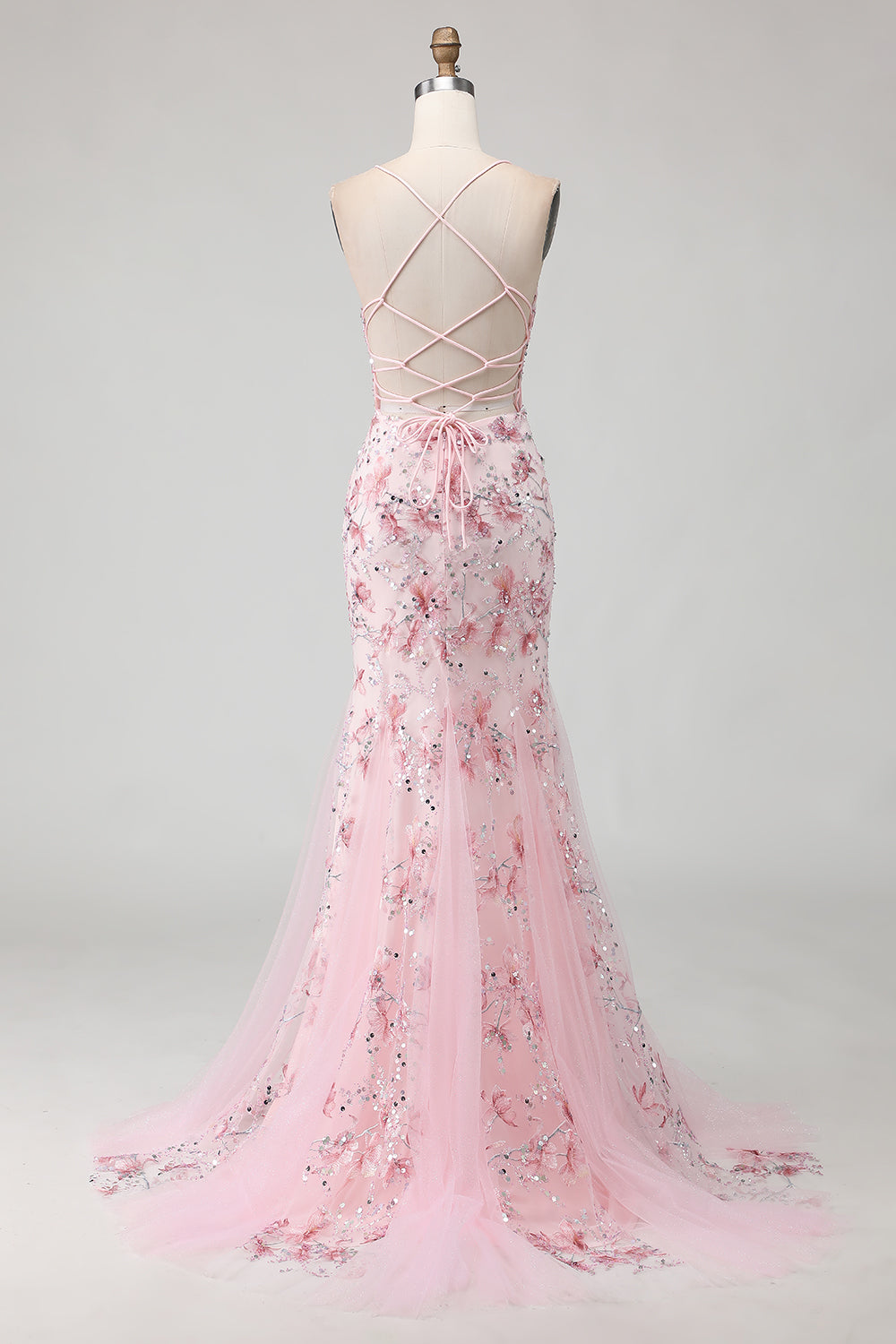 Yellow Floral Mermaid Corset Maxi Prom Dress - Image 8