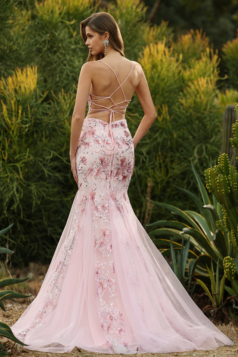 Yellow Floral Mermaid Corset Maxi Prom Dress - Image 6