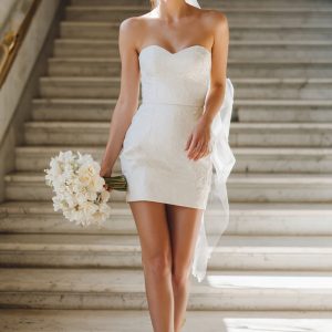 White Strapless Bodycon Mini Bridal Shower Dress