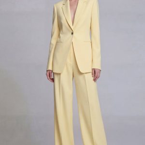 Yellow Notched Lapel 2 Piece Single Buckle Women Suits