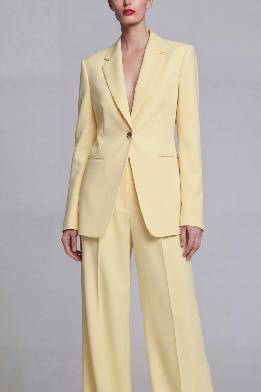 Yellow Notched Lapel 2 Piece Single Buckle Women Suits - Image 3