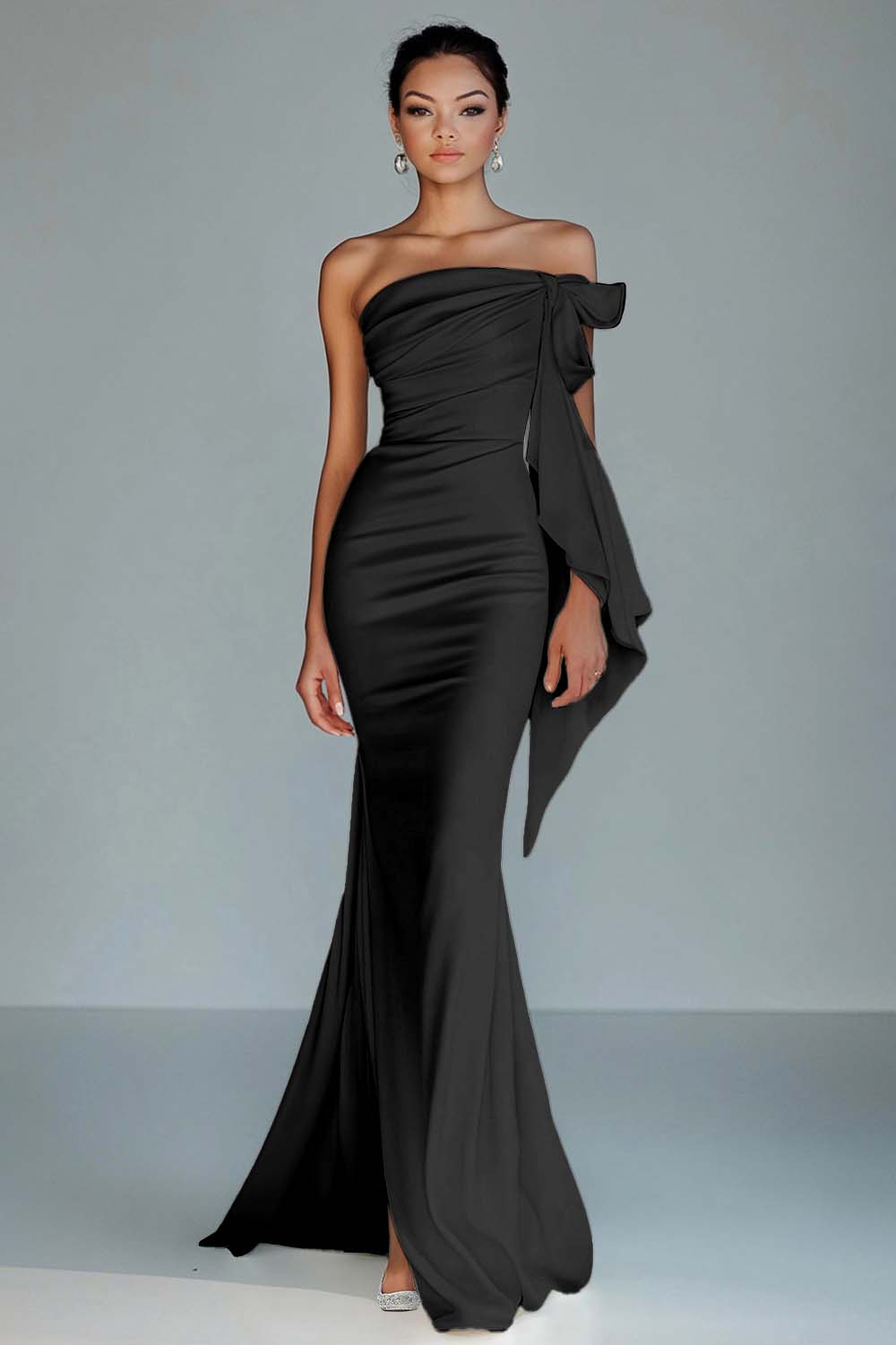 White Strapless Mermaid Ruffled Formal Dress - Image 4