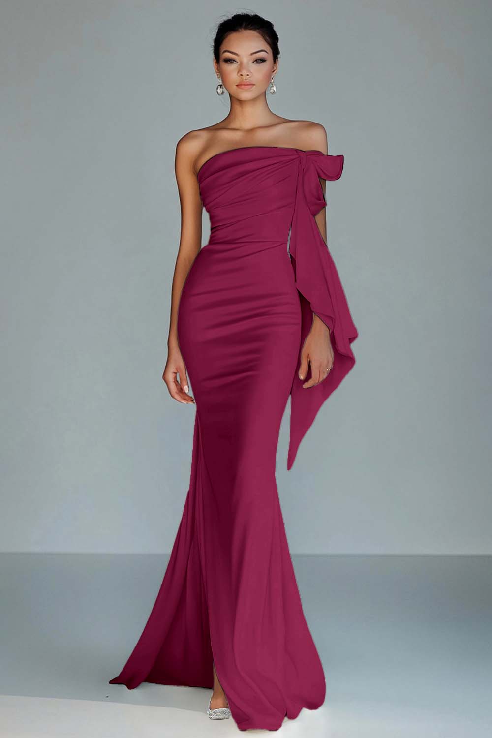 White Strapless Mermaid Ruffled Formal Dress - Image 3