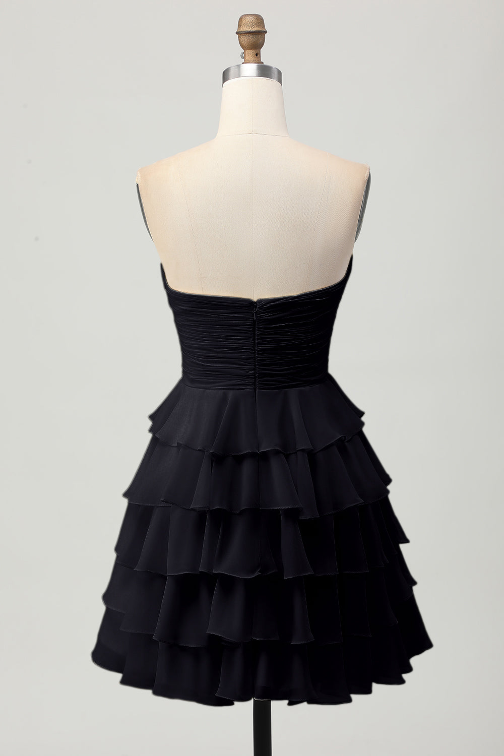 Yellow A Line Tiered Strapless Homecoming Dress with Bow - Image 10