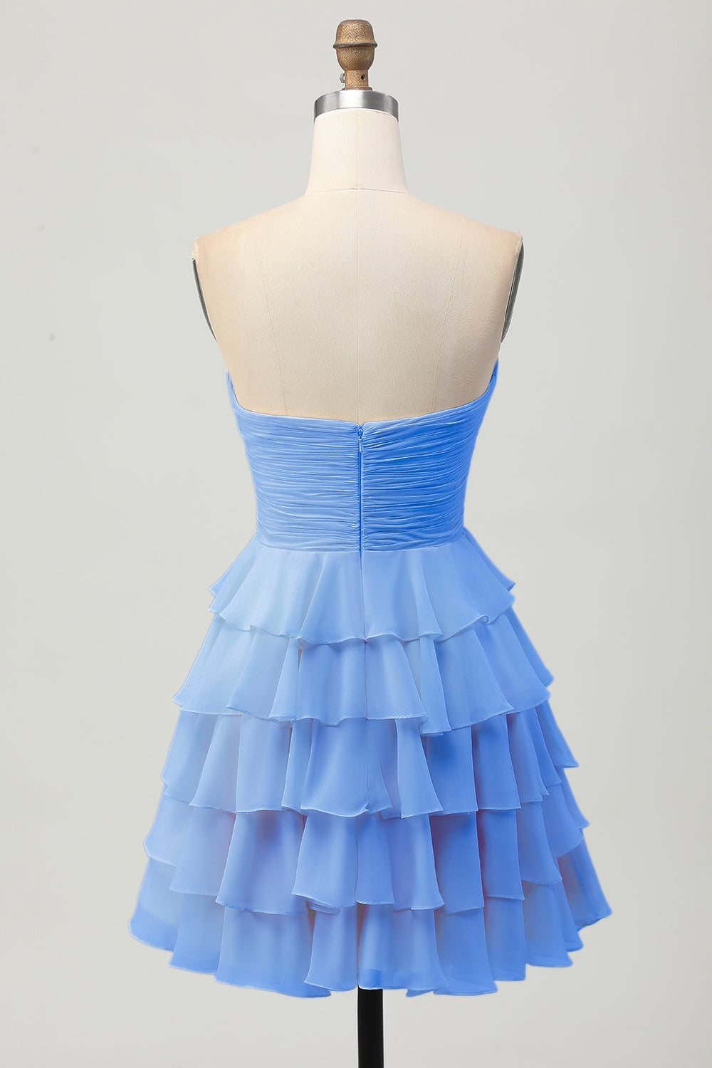 Yellow A Line Tiered Strapless Homecoming Dress with Bow - Image 12