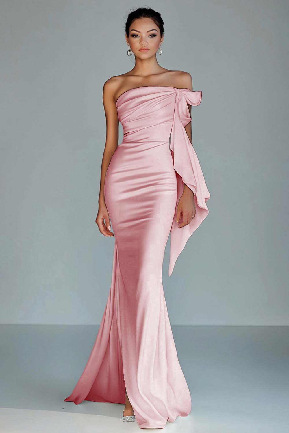 White Strapless Mermaid Ruffled Formal Dress - Image 5
