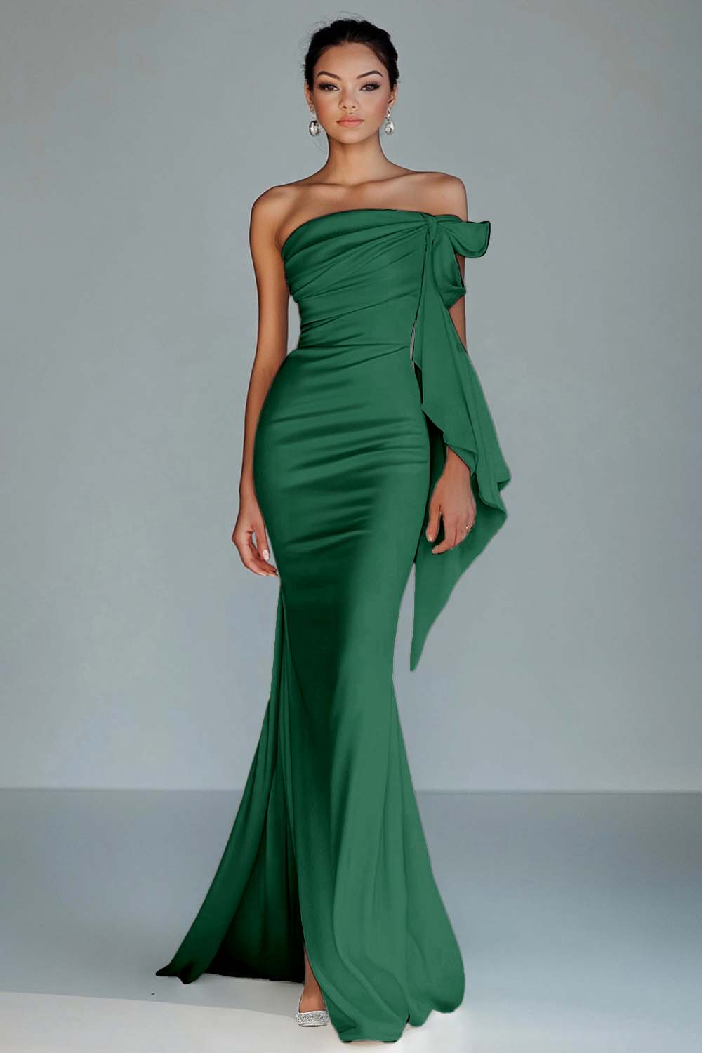 White Strapless Mermaid Ruffled Formal Dress - Image 6