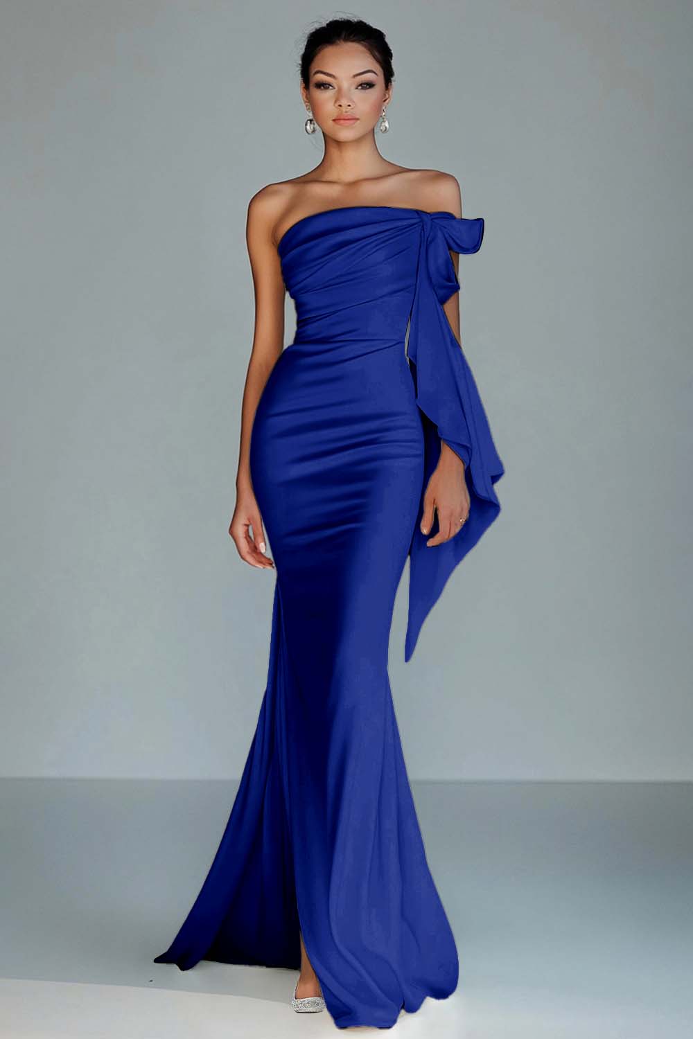 White Strapless Mermaid Ruffled Formal Dress - Image 9