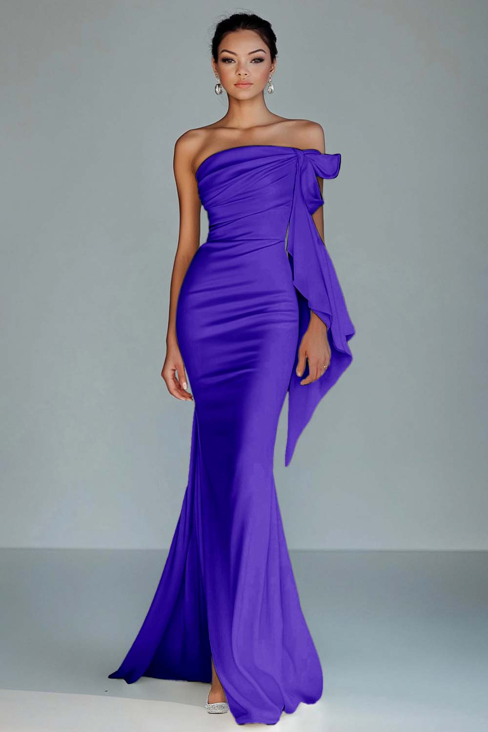 White Strapless Mermaid Ruffled Formal Dress - Image 11