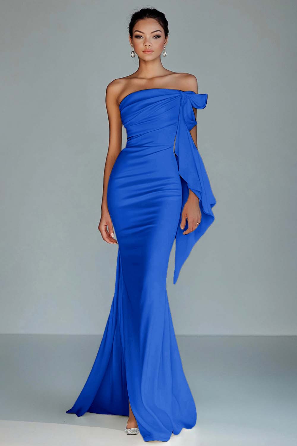 White Strapless Mermaid Ruffled Formal Dress - Image 12