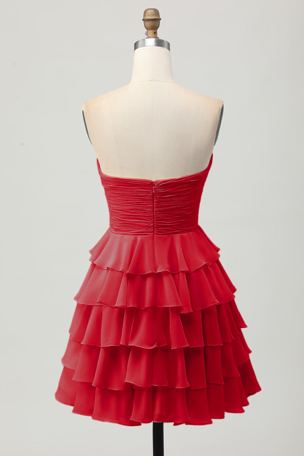 Yellow A Line Tiered Strapless Homecoming Dress with Bow - Image 24