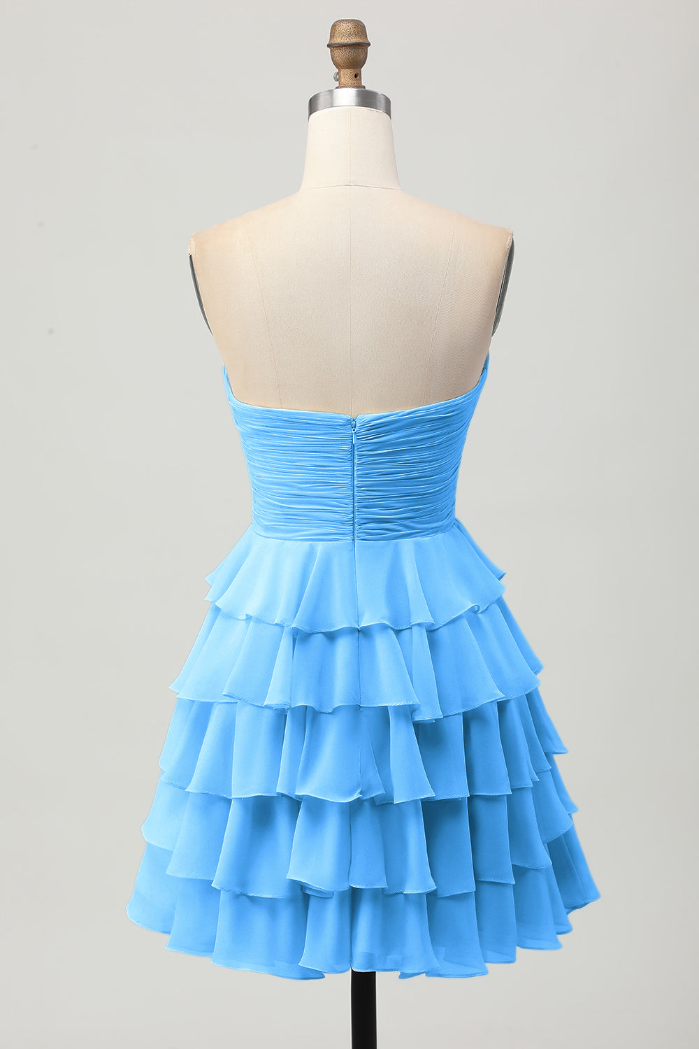 Yellow A Line Tiered Strapless Homecoming Dress with Bow - Image 28