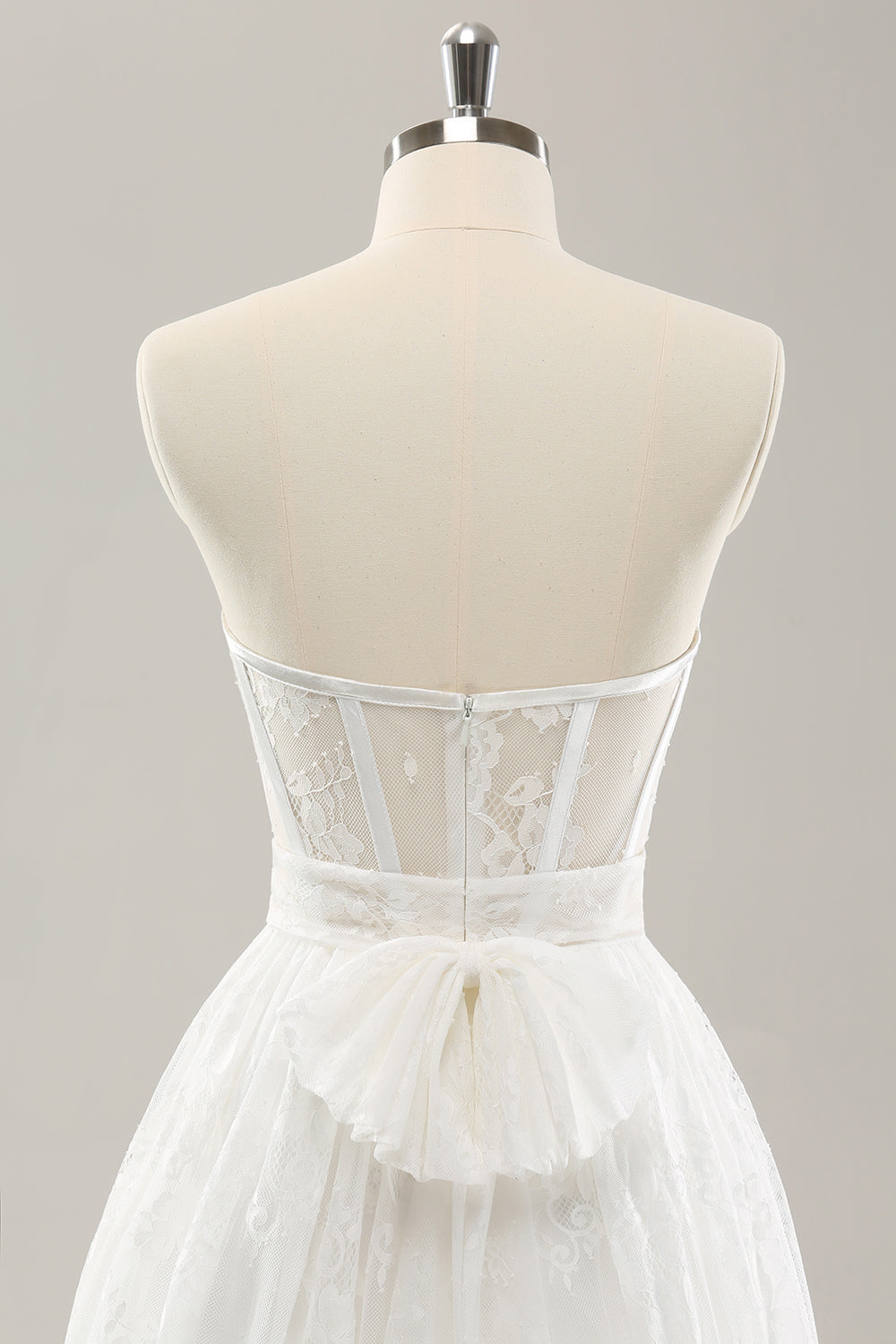 White Strapless Corset Tiered Long Wedding Dress - Image 6